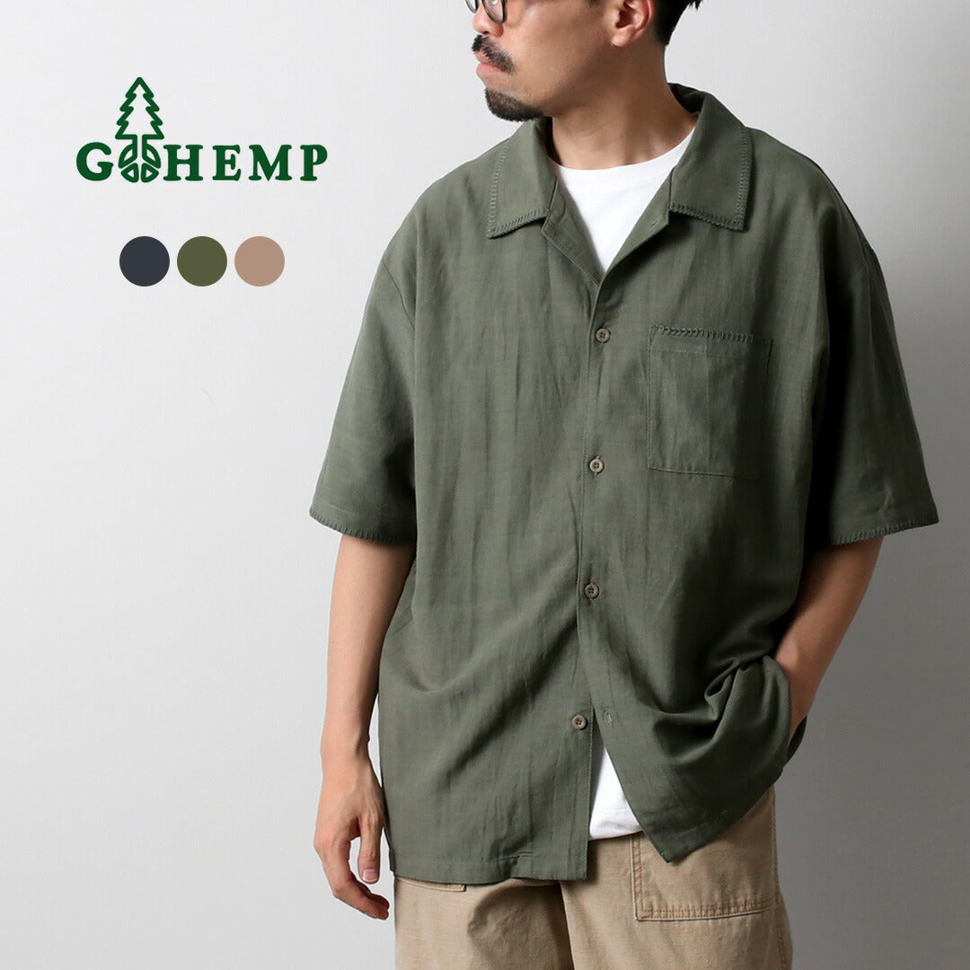 GOHEMP / Hemp Cotton Bamboo Yururi Embroidery Shirt