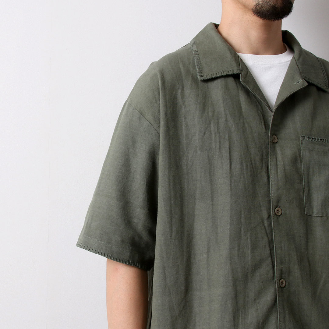 GOHEMP / Hemp Cotton Bamboo Yururi Embroidery Shirt