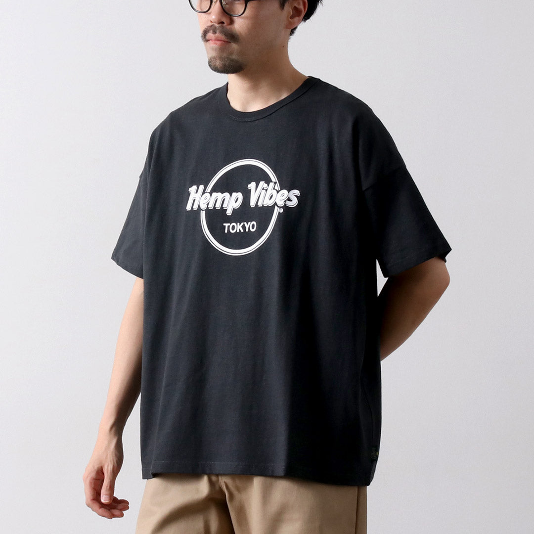 GOHEMP / Hemp Vibes Print Basic Wide T-Shirt