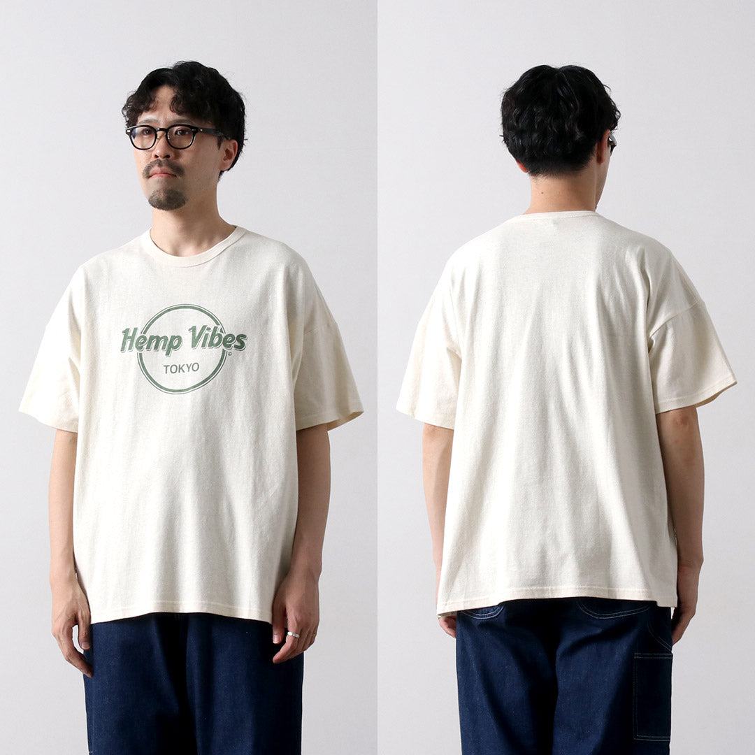 GOHEMP / Hemp Vibes Print Basic Wide T-Shirt