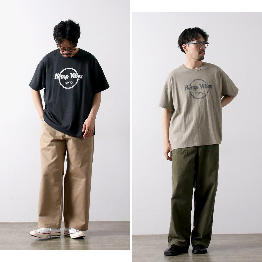 GOHEMP / Hemp Vibes Print Basic Wide T-Shirt