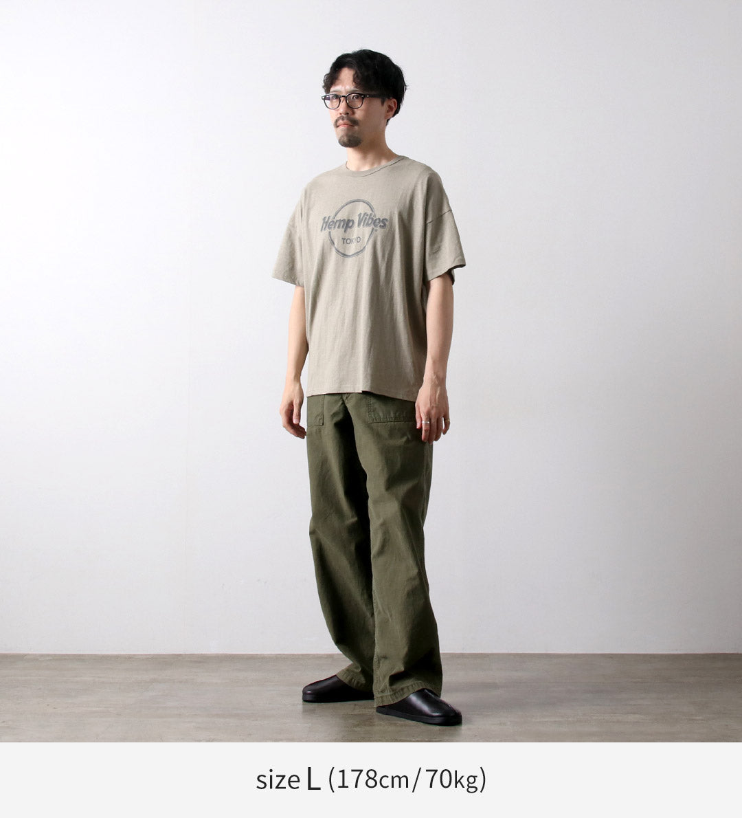 GOHEMP / Hemp Vibes Print Basic Wide T-Shirt