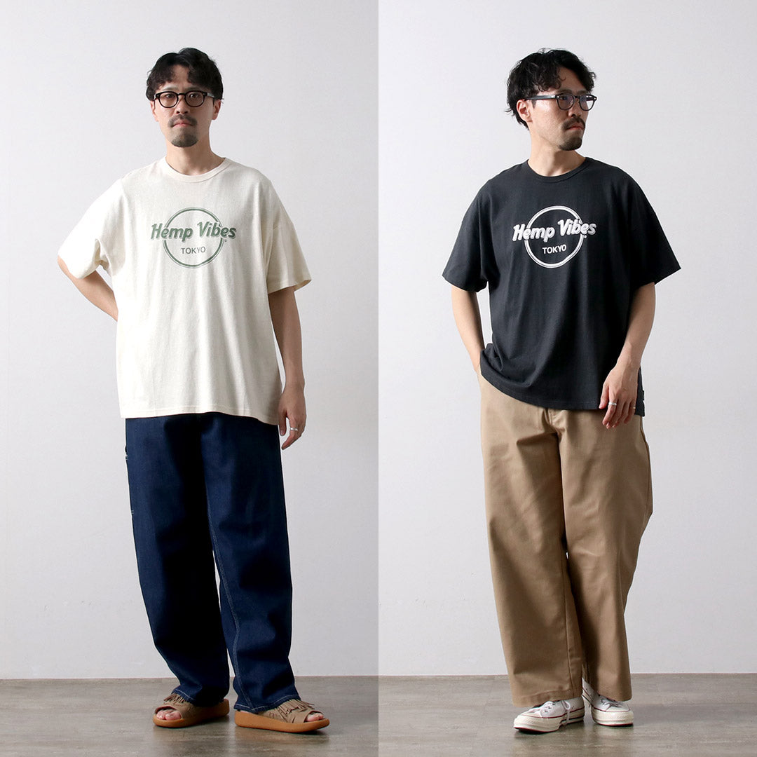 GOHEMP / Hemp Vibes Print Basic Wide T-Shirt