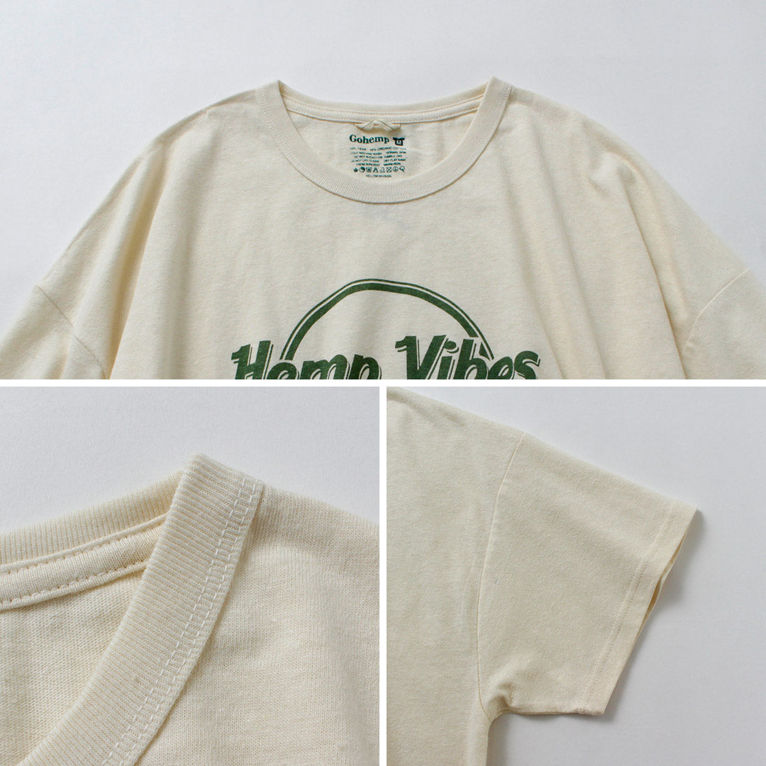 GOHEMP / Hemp Vibes Print Basic Wide T-Shirt