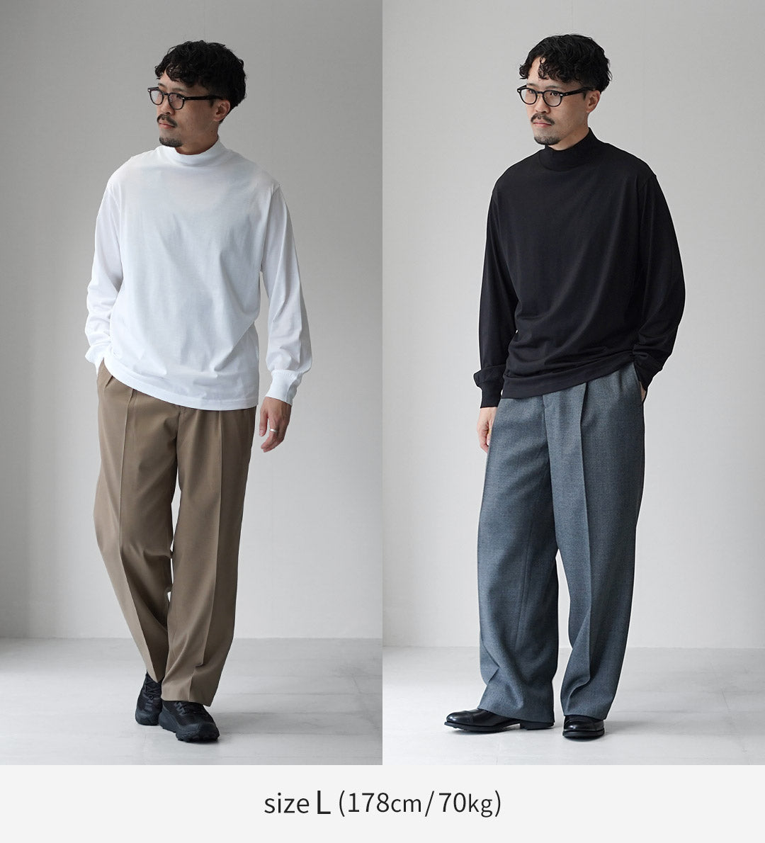 HANDVAERK / 60/2 Mock Neck Long Sleeve T-Shirt