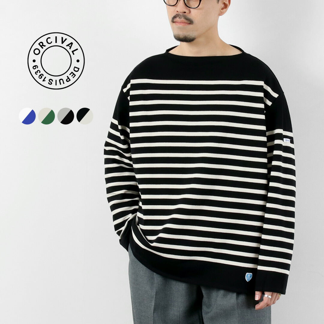 ORCIVAL / Relaxed Fit Boat Neck Long Sleeve Pullover