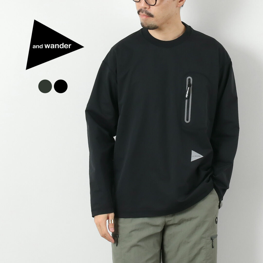 AND WANDER / Hybrid Warm Pocket Long Sleeve T-Shirt