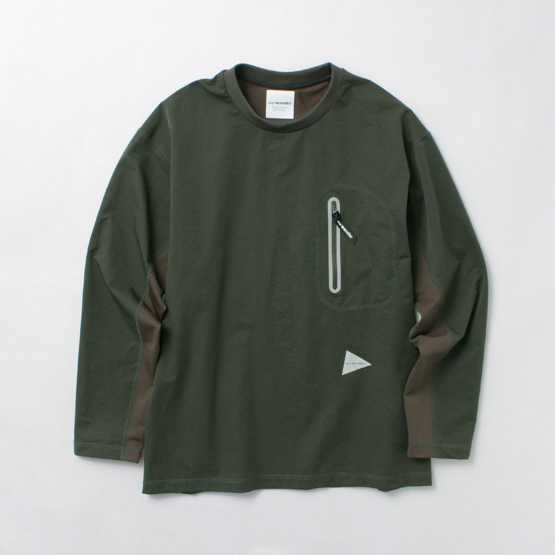 AND WANDER / Hybrid Warm Pocket Long Sleeve T-Shirt
