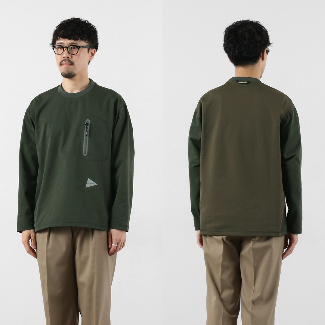 AND WANDER / Hybrid Warm Pocket Long Sleeve T-Shirt