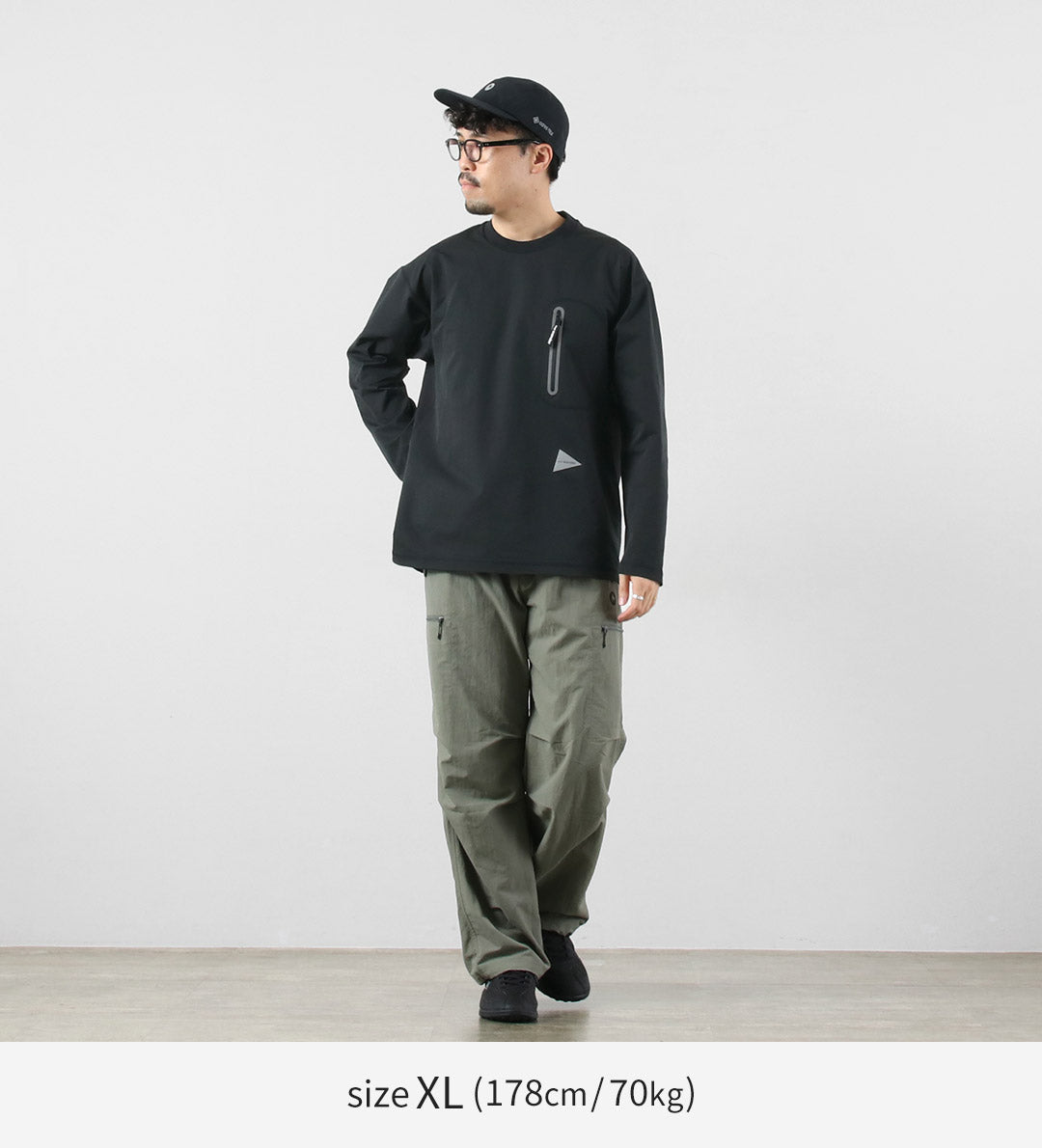 AND WANDER / Hybrid Warm Pocket Long Sleeve T-Shirt