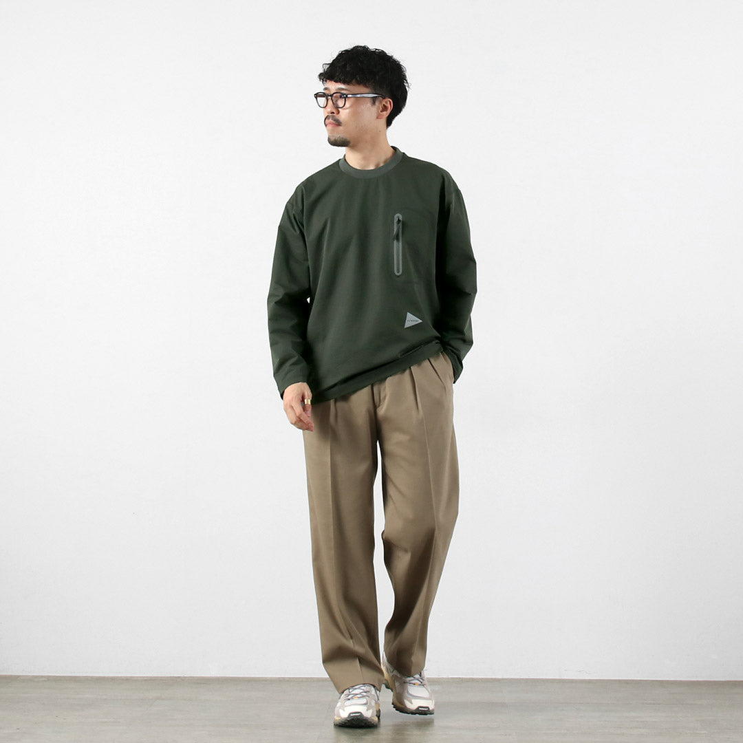 AND WANDER / Hybrid Warm Pocket Long Sleeve T-Shirt