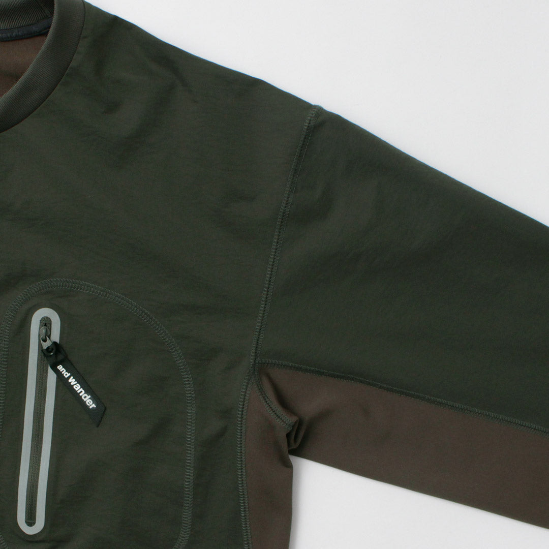AND WANDER / Hybrid Warm Pocket Long Sleeve T-Shirt