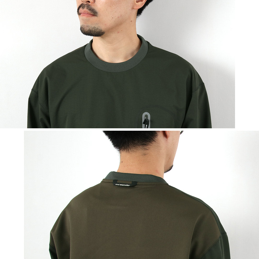 AND WANDER / Hybrid Warm Pocket Long Sleeve T-Shirt