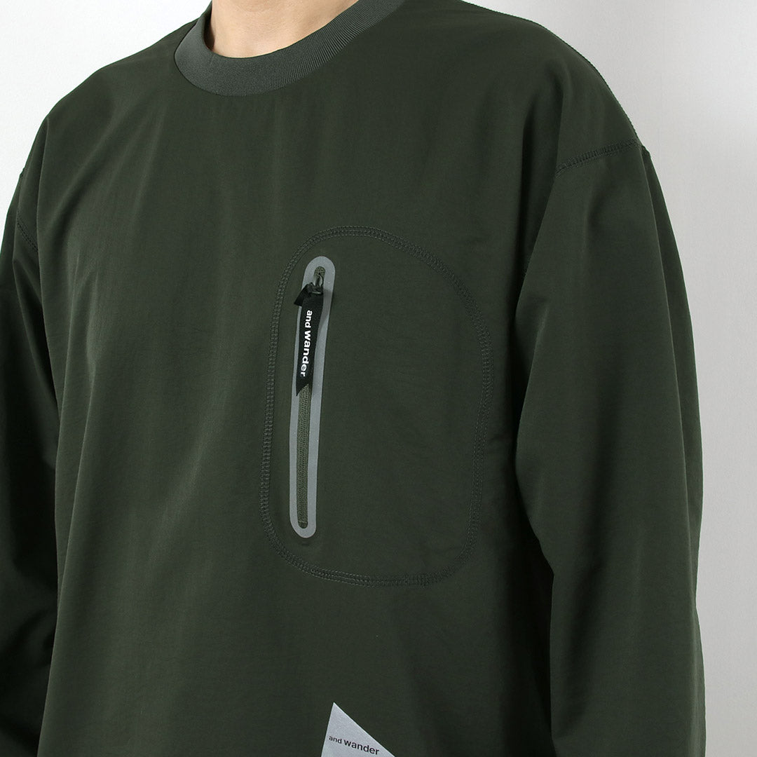 AND WANDER / Hybrid Warm Pocket Long Sleeve T-Shirt