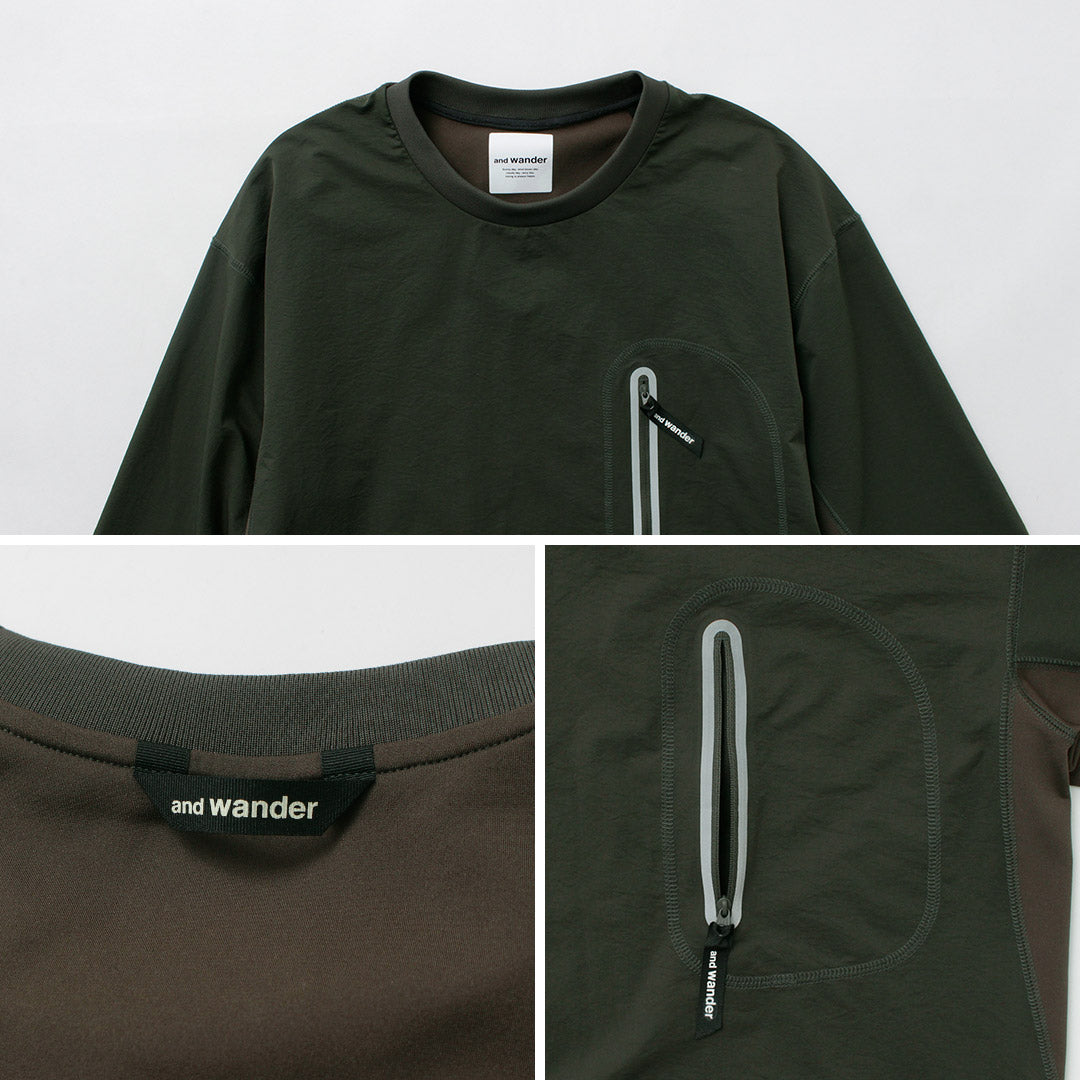 AND WANDER / Hybrid Warm Pocket Long Sleeve T-Shirt