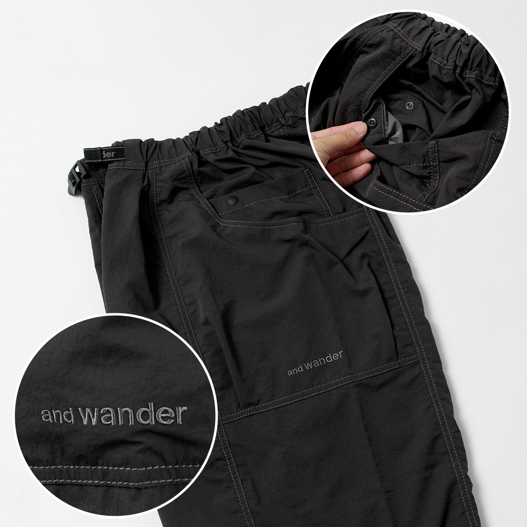 AND WANDER / Pantalon en nylon froissé