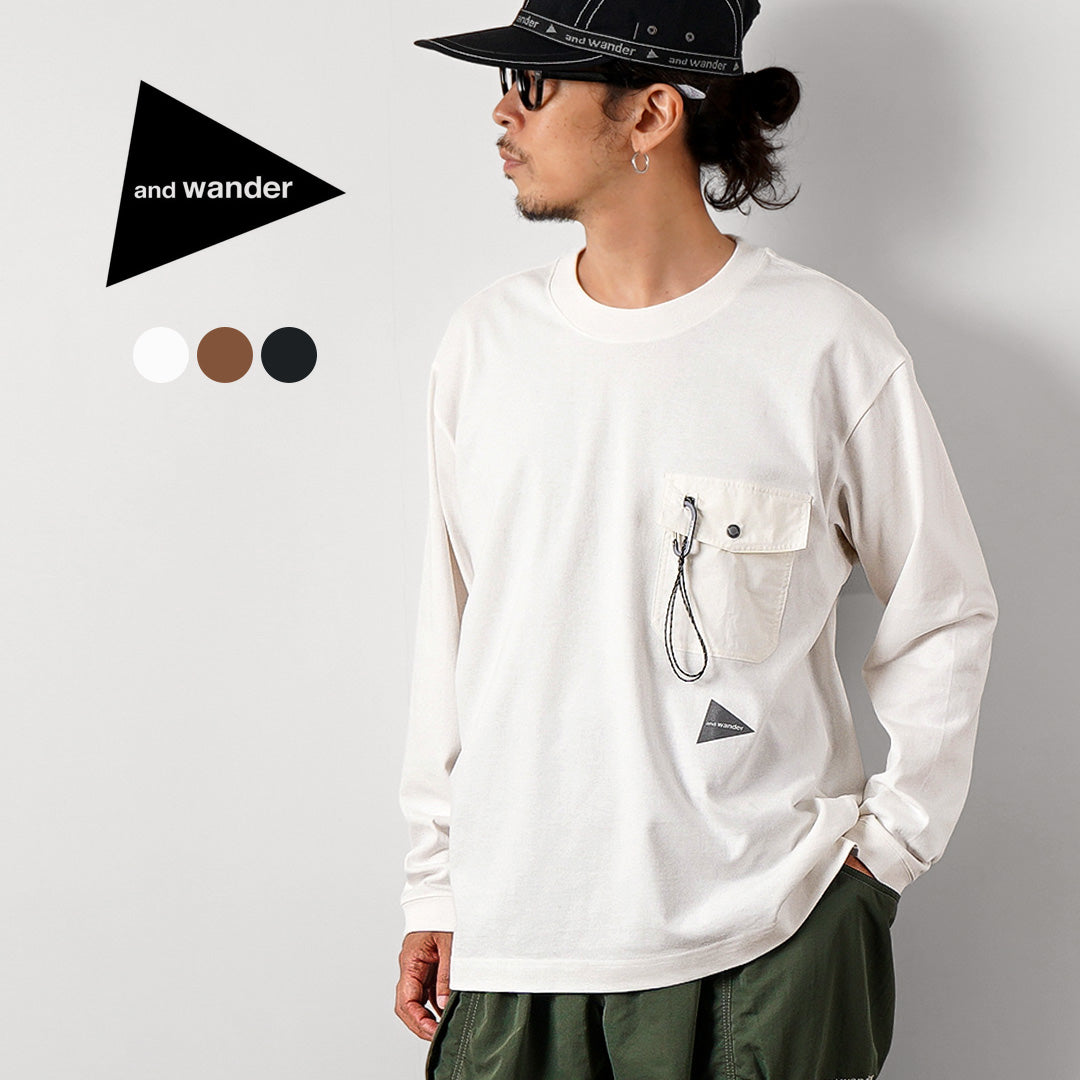 AND WANDER / Heavy Cotton Pocket Long Sleeve T-Shirt