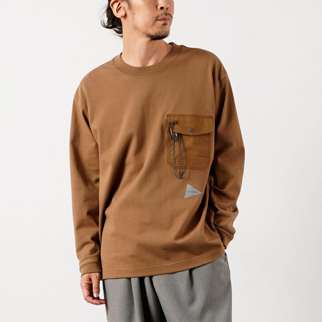 AND WANDER / Heavy Cotton Pocket Long Sleeve T-Shirt