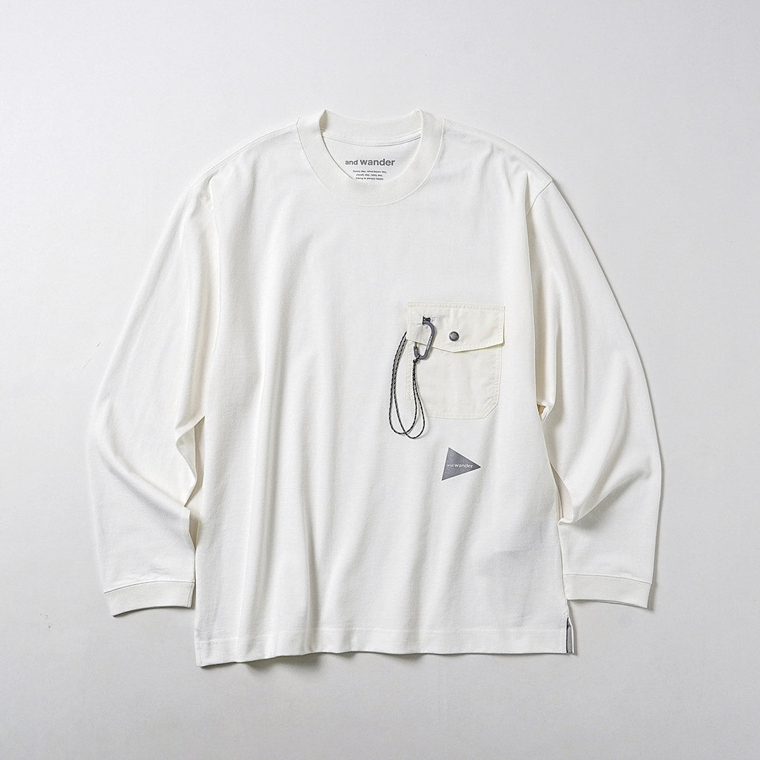 AND WANDER / Heavy Cotton Pocket Long Sleeve T-Shirt
