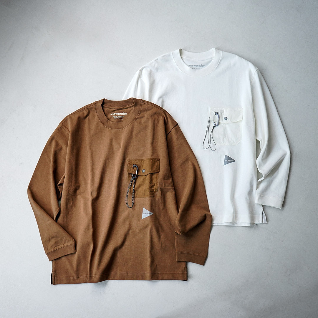 AND WANDER / Heavy Cotton Pocket Long Sleeve T-Shirt