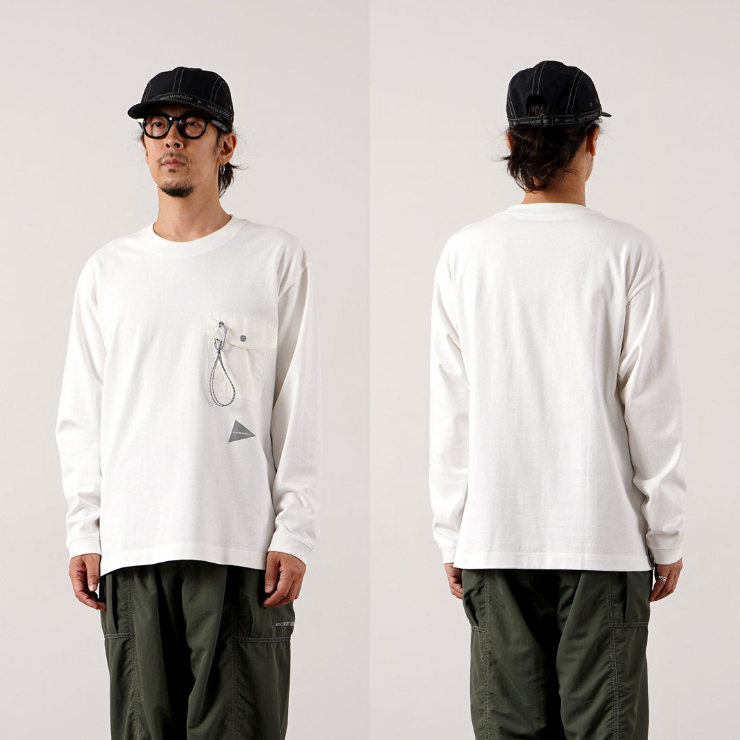 AND WANDER / Heavy Cotton Pocket Long Sleeve T-Shirt