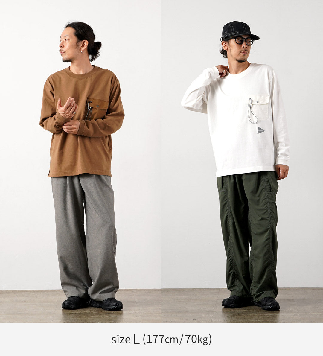 AND WANDER / Heavy Cotton Pocket Long Sleeve T-Shirt