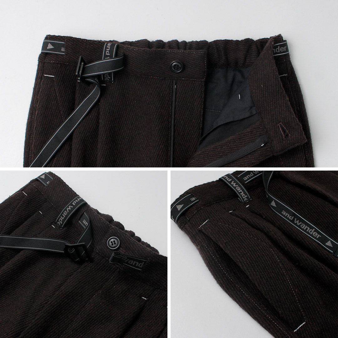 AND WANDER / REWOOL Tweed Tapered Pants