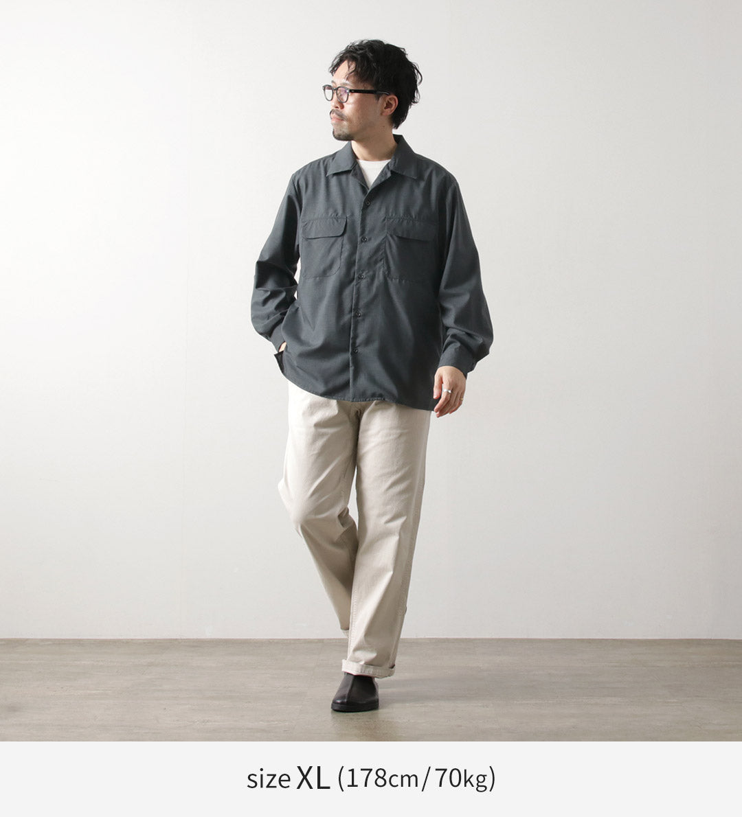 ROCOCO / Tropical Wool Open Collar Shirt