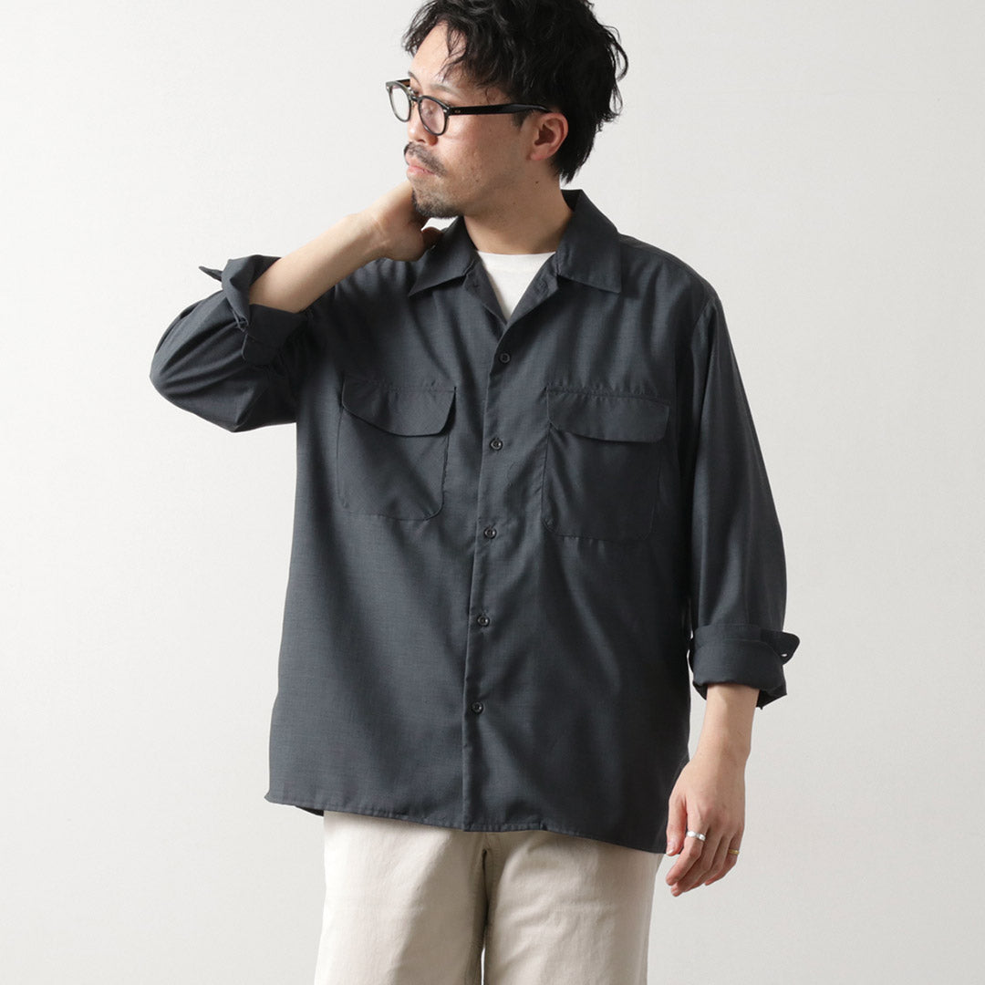 ROCOCO / Tropical Wool Open Collar Shirt