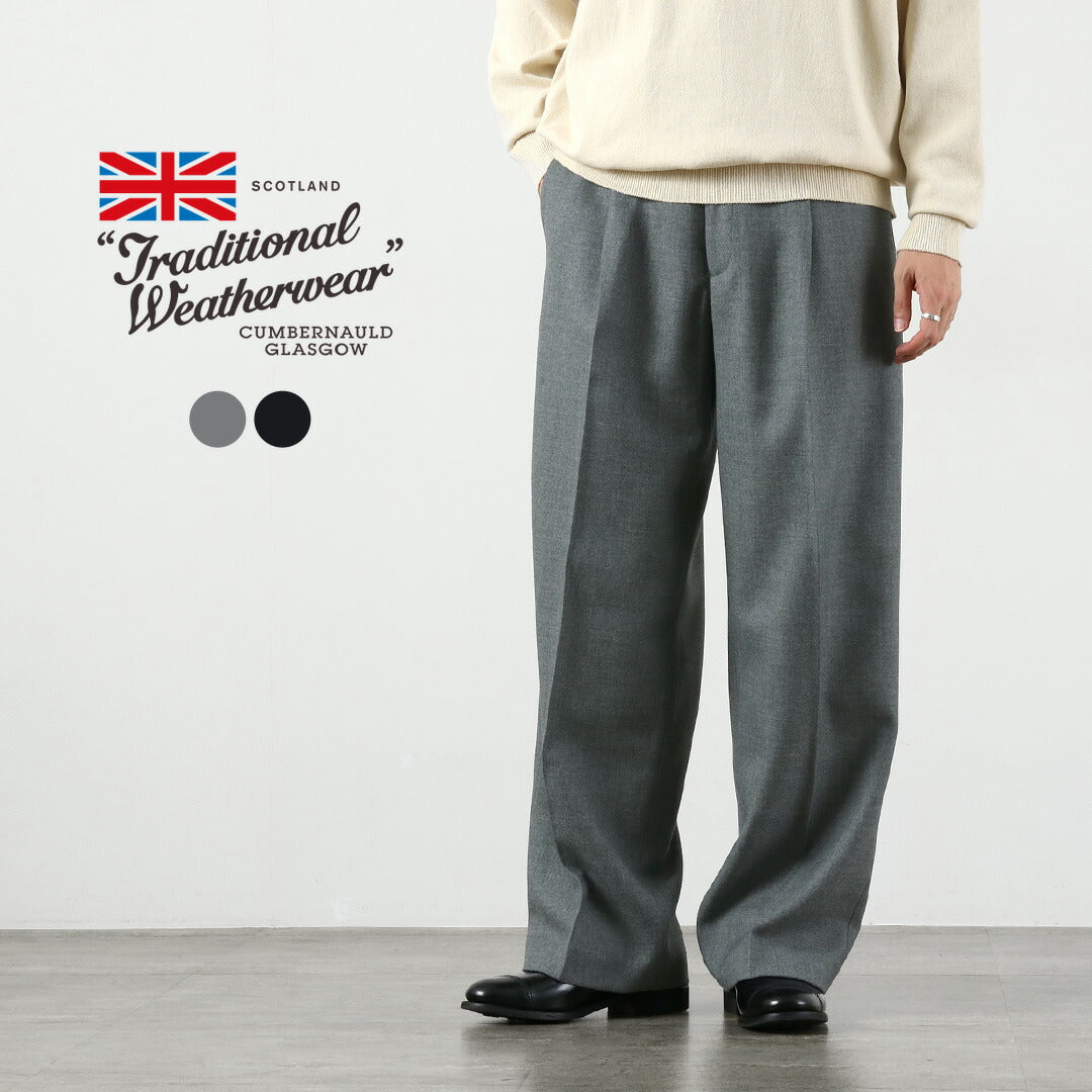 TRADITIONAL WEATHERWEAR / Union Slacks 102L Dry Wool Twill Tucked Semi-Wide Pants