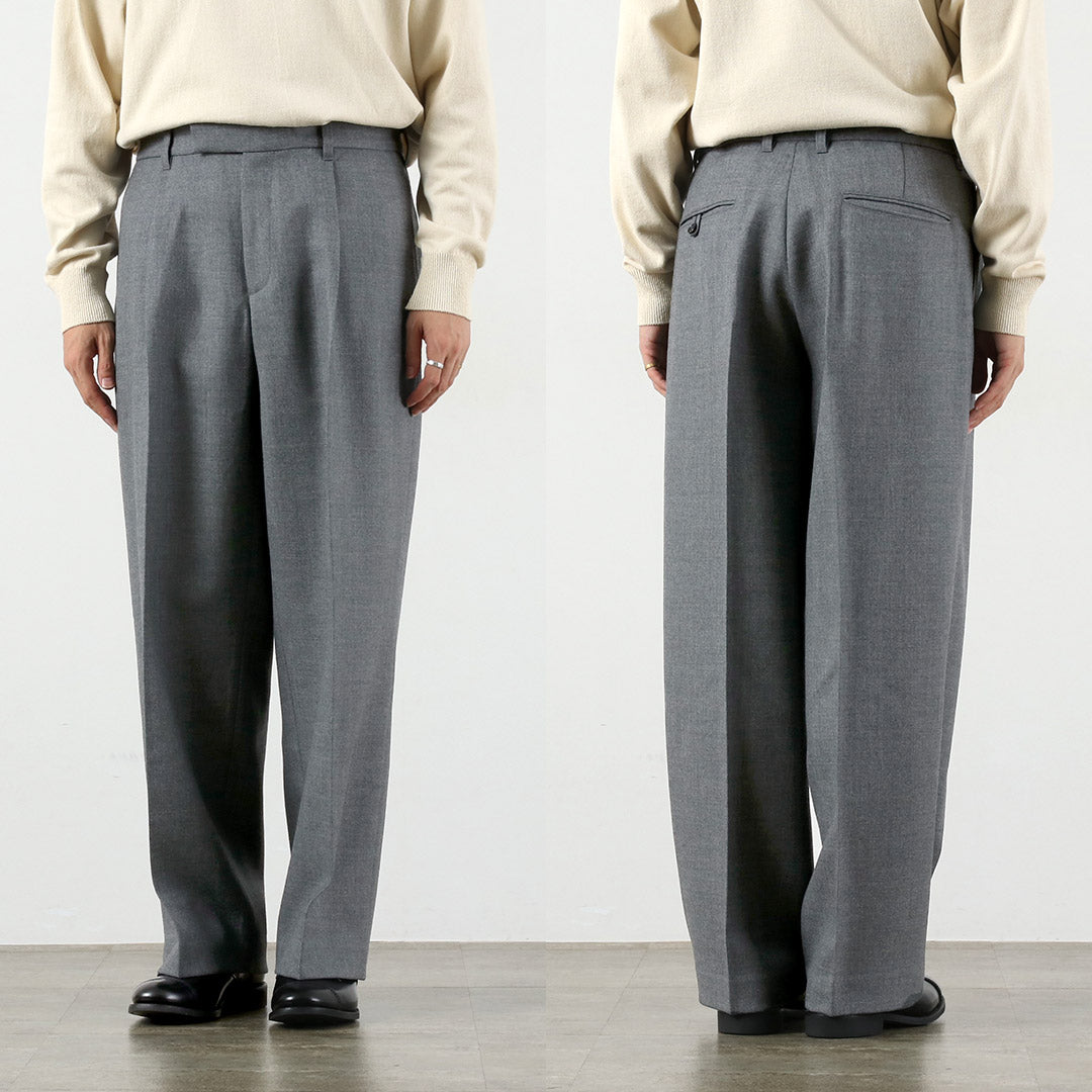 TRADITIONAL WEATHERWEAR / Union Slacks 102L Dry Wool Twill Tucked Semi-Wide Pants