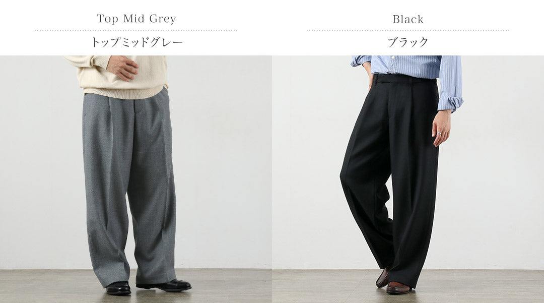 TRADITIONAL WEATHERWEAR / Union Slacks 102L Dry Wool Twill Tucked Semi-Wide Pants