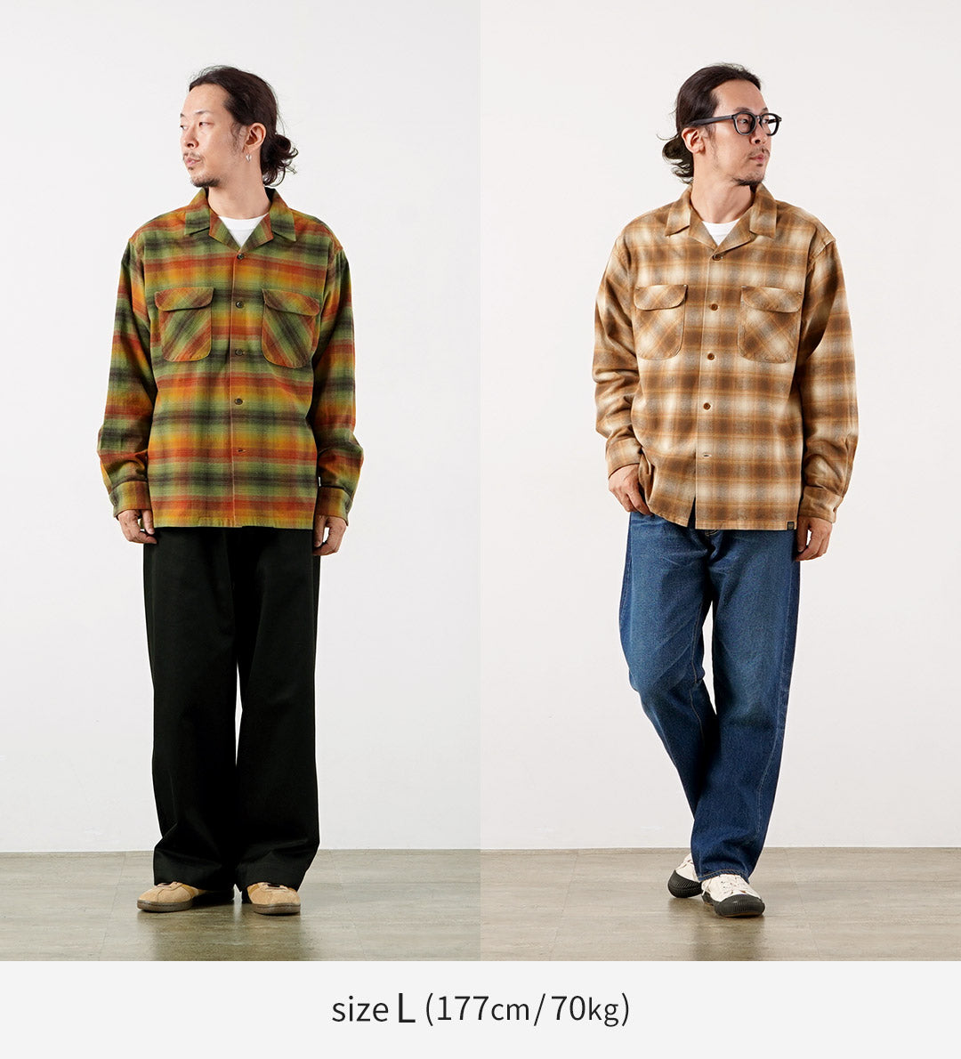 PENDLETON / Flannel Check Open-Collar Shirt