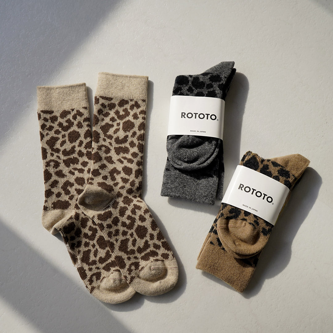 ROTOTO / 豹紋美利奴羊毛襪