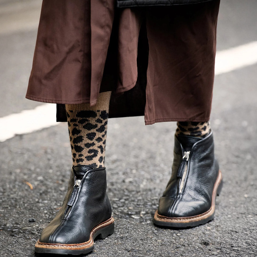 ROTOTO / 豹紋美利奴羊毛襪