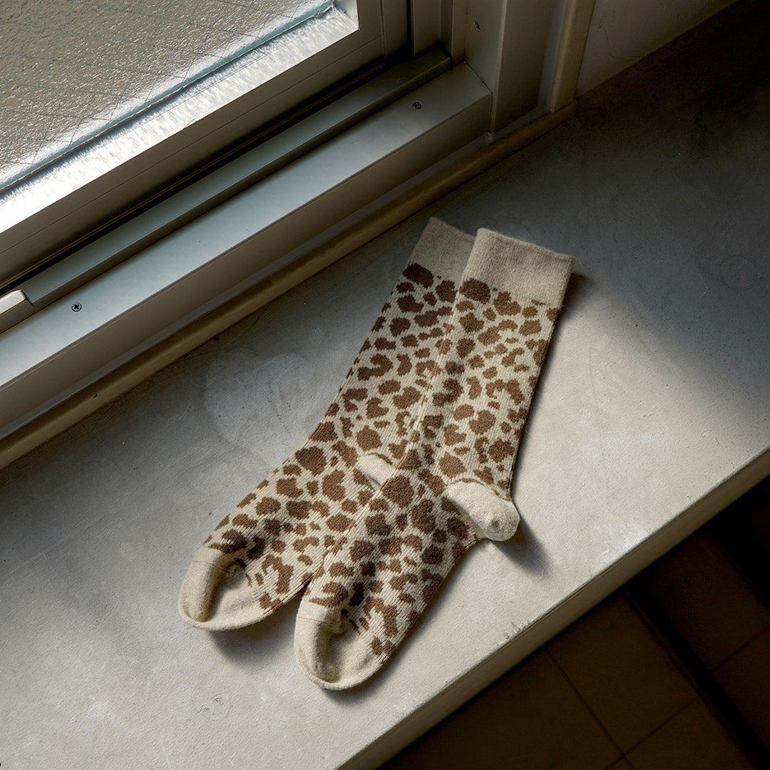 ROTOTO / 豹紋美利奴羊毛襪