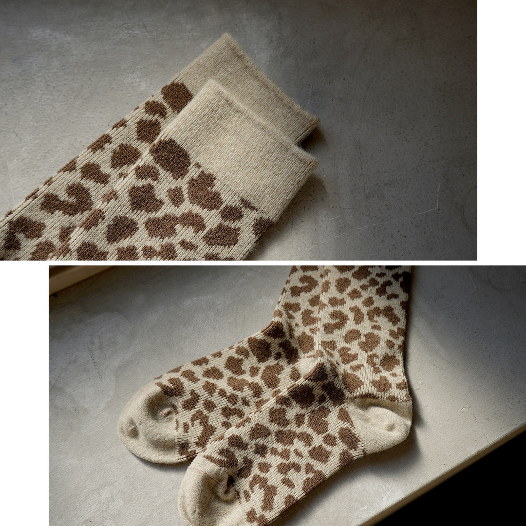 ROTOTO / 豹紋美利奴羊毛襪