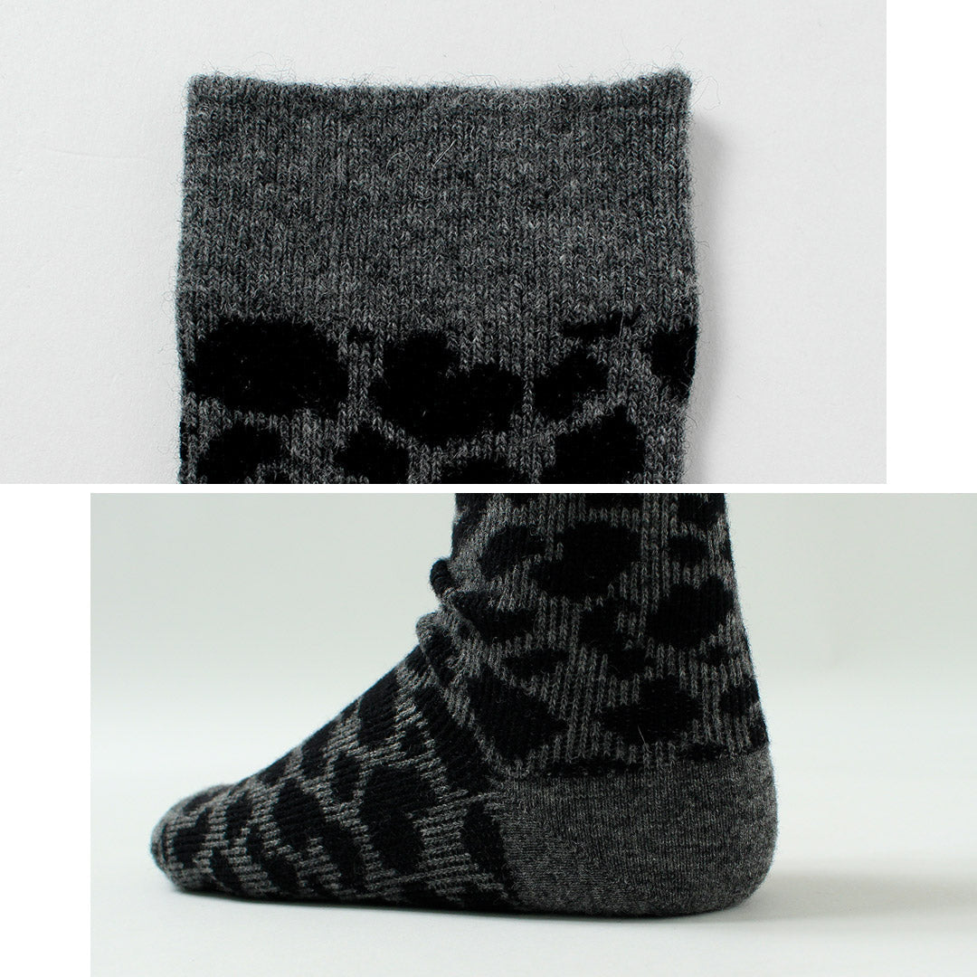 ROTOTO / 豹紋美利奴羊毛襪