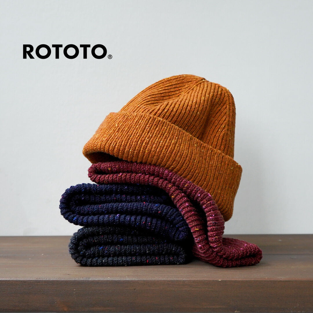 ROTOTO / 棉結羊毛無縫毛線帽