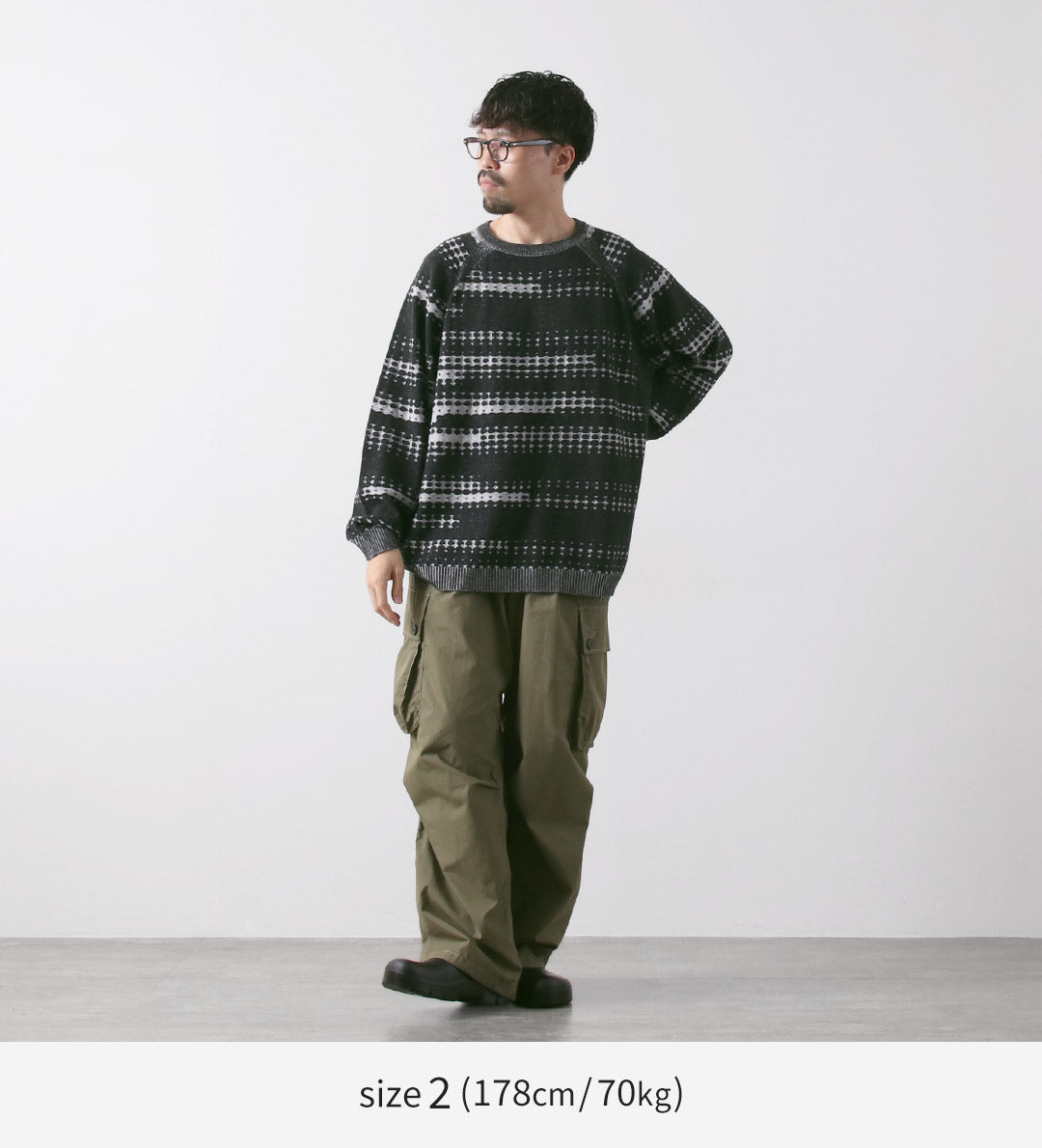 WHITE MOUNTAINEERING / Dot Stripe Raglan Sleeve Knit Pullover