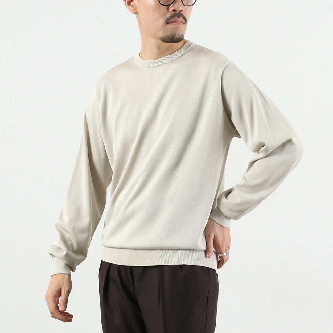 YONETOMI NEW BASIC / Crew Neck Silk Knit Pullover