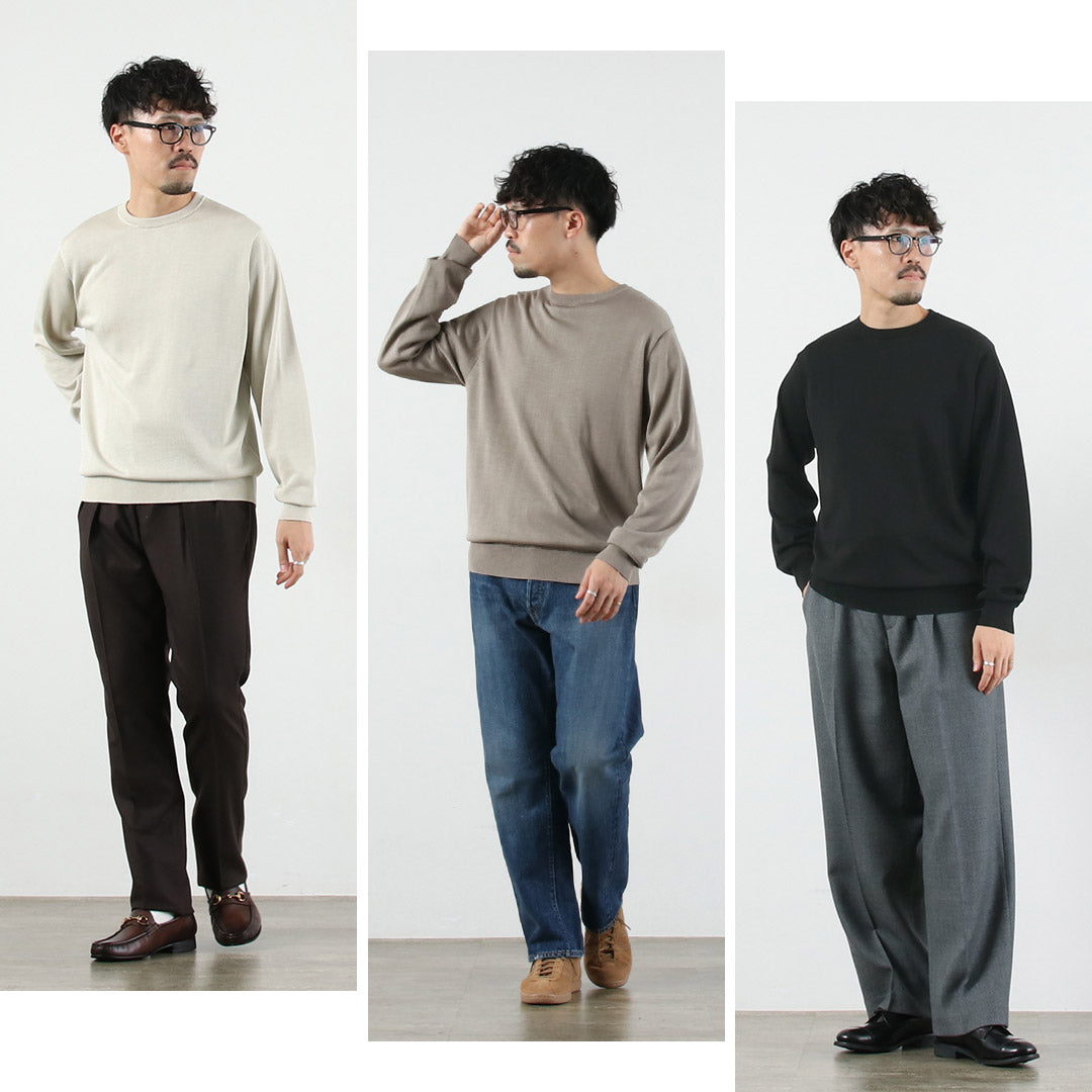YONETOMI NEW BASIC / Crew Neck Silk Knit Pullover