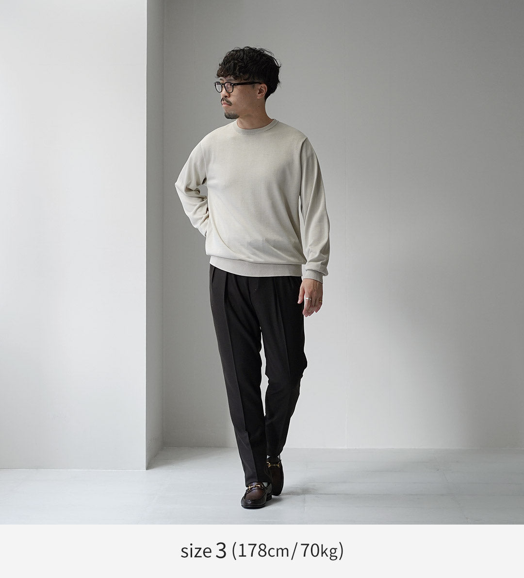 YONETOMI NEW BASIC / Crew Neck Silk Knit Pullover