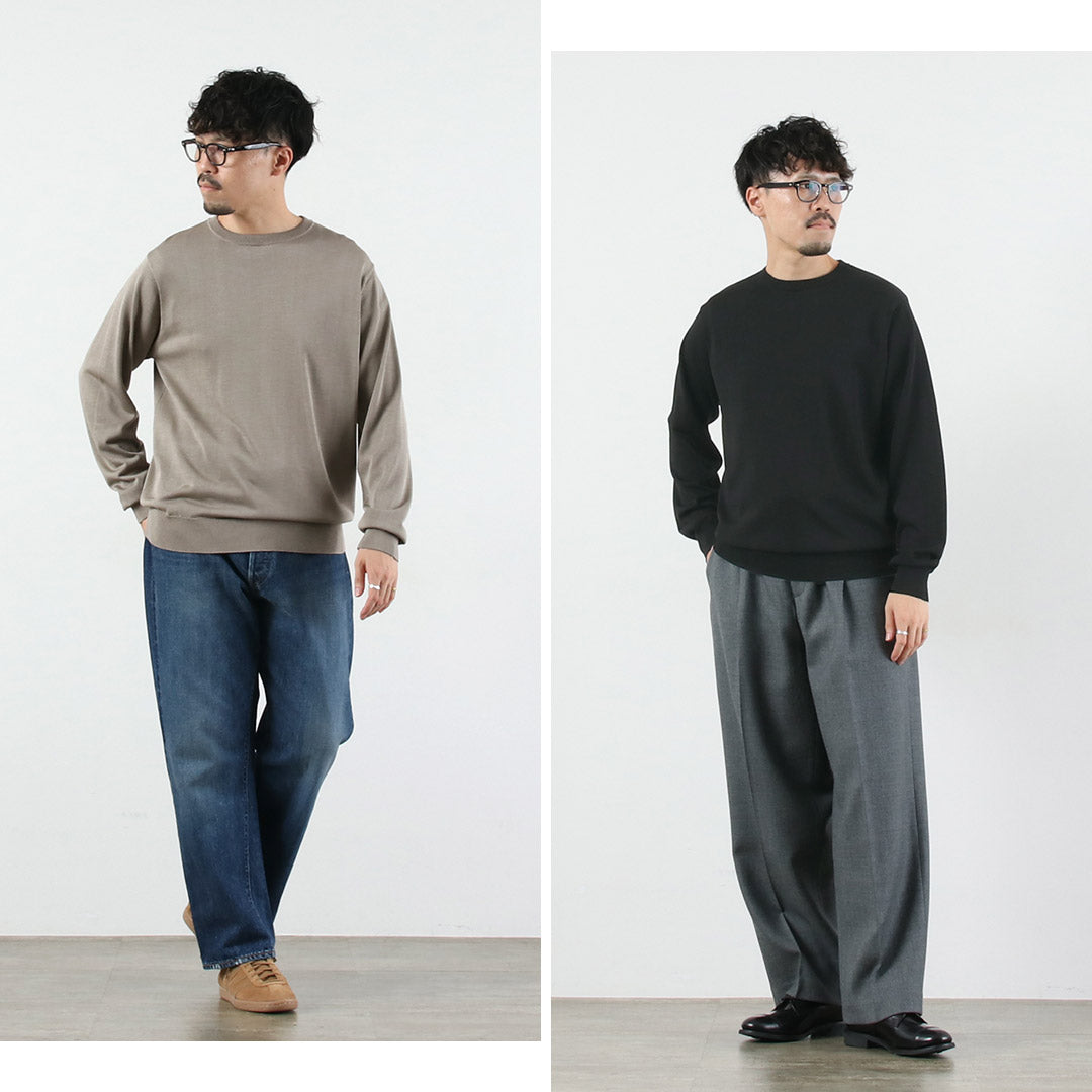 YONETOMI NEW BASIC / Crew Neck Silk Knit Pullover