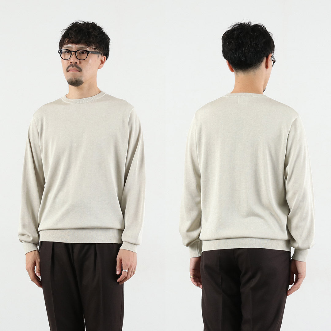 YONETOMI NEW BASIC / Crew Neck Silk Knit Pullover