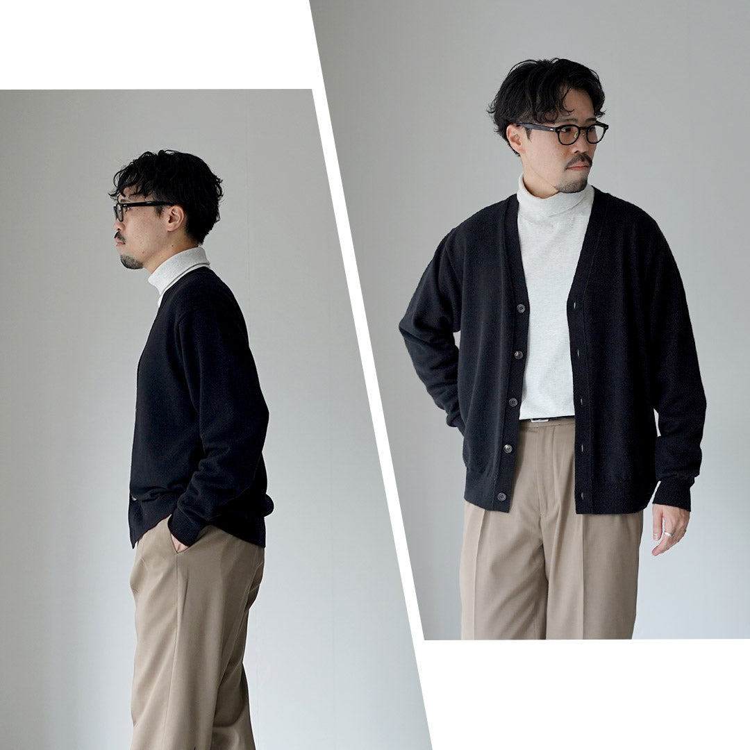 YONETOMI NEW BASIC / 硬質羊絨成衣染色針織開衫