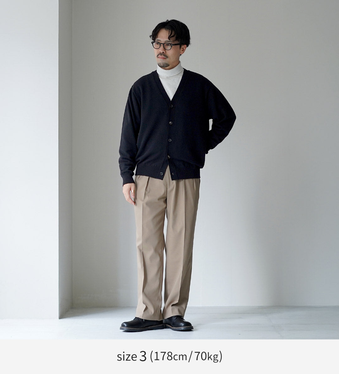 YONETOMI NEW BASIC / 硬質羊絨成衣染色針織開衫