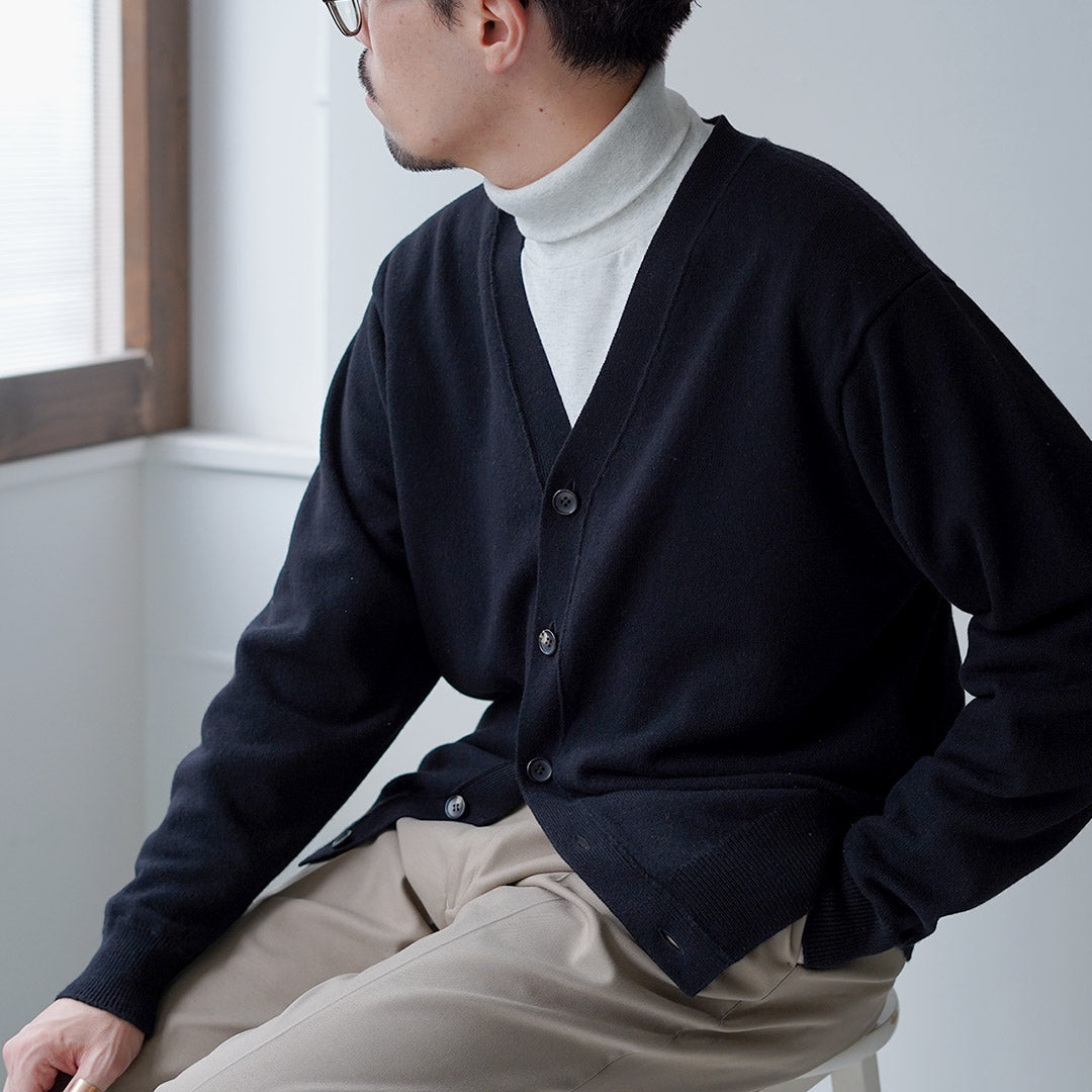 YONETOMI NEW BASIC / 硬質羊絨成衣染色針織開衫