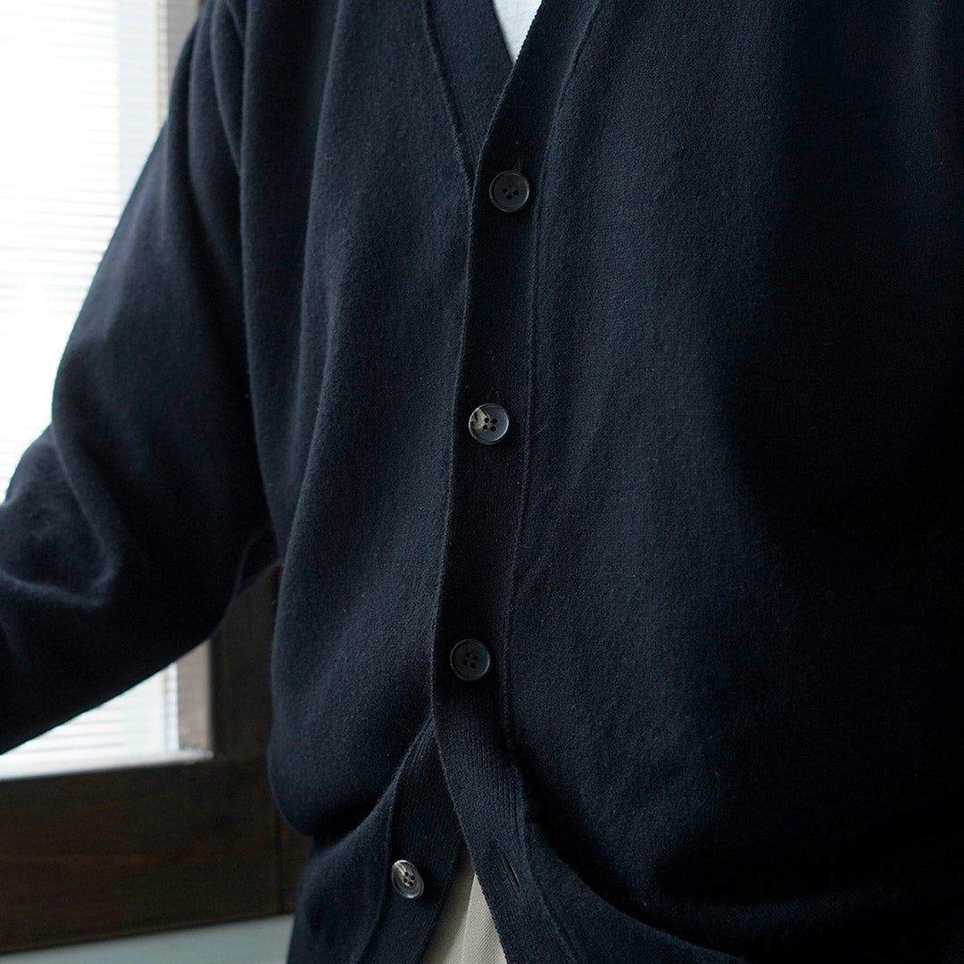 YONETOMI NEW BASIC / 硬質羊絨成衣染色針織開衫