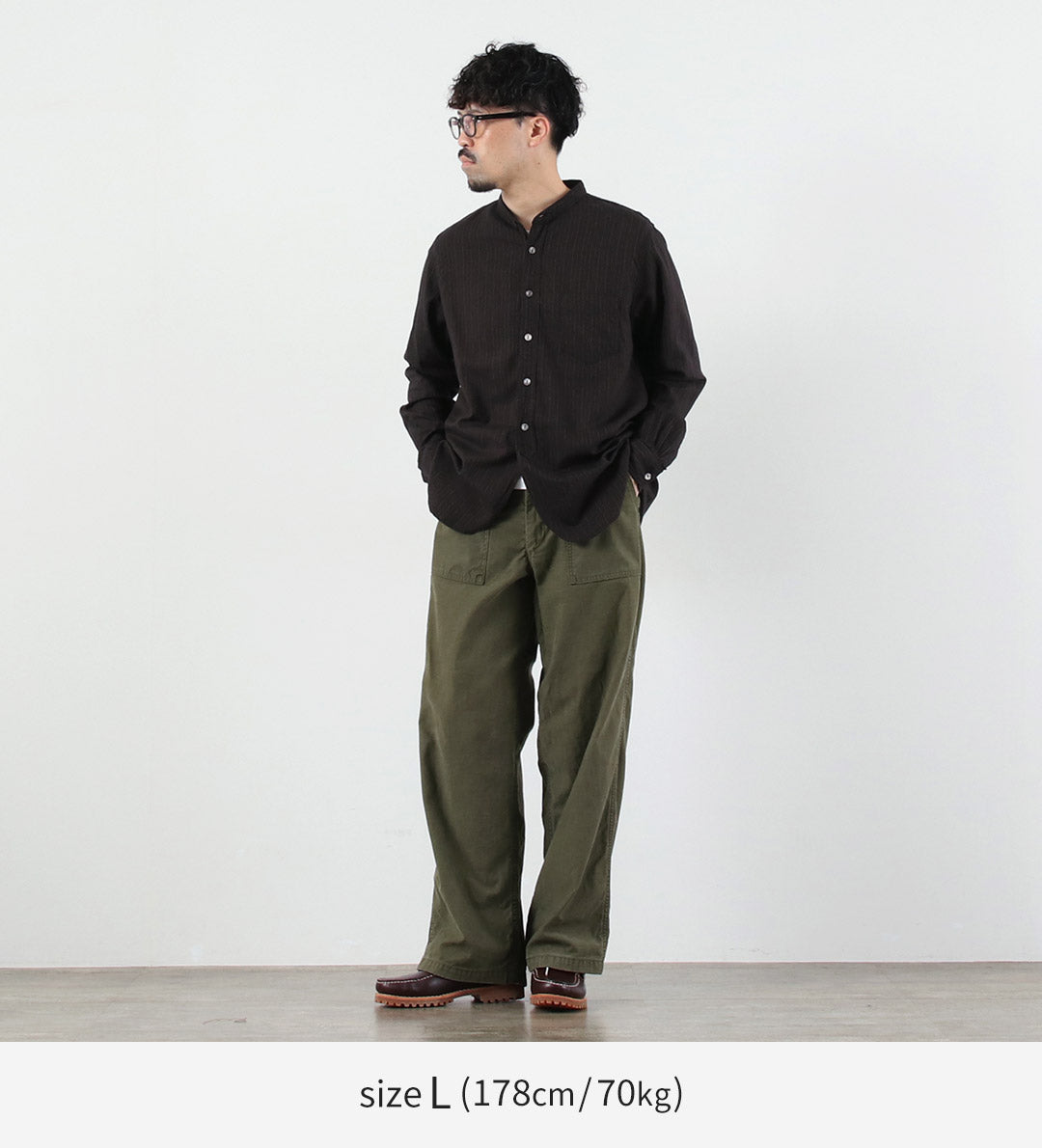 FOB FACTORY / F3511 Band Collar Shirt